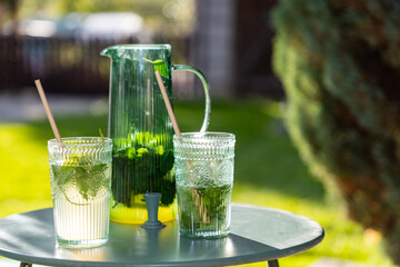 fresh lemonade in summer garden