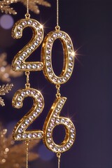 Shiny golden numbers 2026 festive greeting design