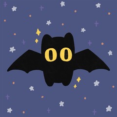 Cute Halloween Bat at Night (Background) © Mali_Maruk