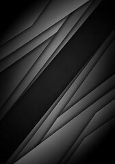 Obraz premium A layered, diagonal design with deep shadows and various shades of gray creates a modern, tech-inspired aesthetic.