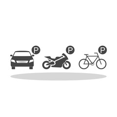 Obraz premium Parking sign P icon for car bike motorbike set with shadow