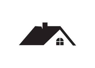 3D vector illustration of a residential house icon with a roof and a window isolated on a white background