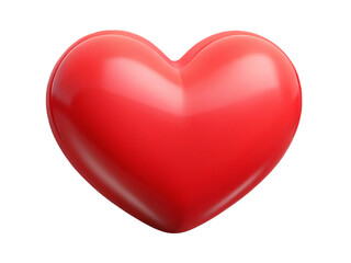 3D Red Heart Icon, Cute Cartoon Glossy Isolated
