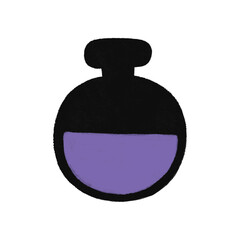 Obraz premium Cute Black Bottle with Purple Potion