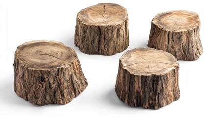 Four wooden tree stump bases