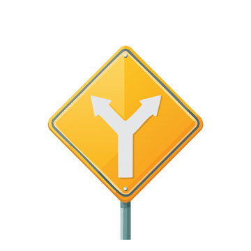Y Intersection Traffic Warning Sign &ndash; AI Generated