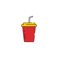 Icon Fast Food Soda Drink in Linear Style Vector Illustration Isolated Flat Design