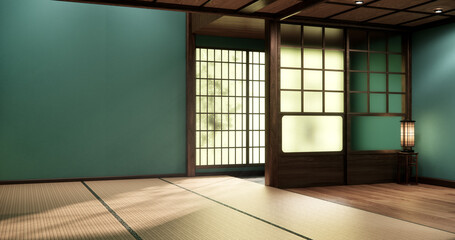 Mock up Big room very Luxury zen style, Designed specifically in Japanese style, empty mint room. 3D rendering