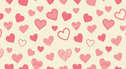 Playful heart pattern on cream background for valentine's day decor