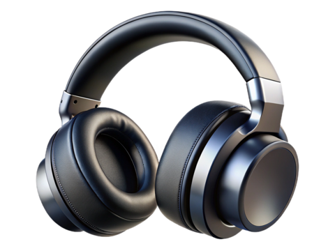 Black Over Ear Headphones with Soft Padded Ear Cups Isolated