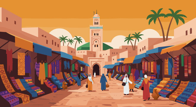 Cozy market stroll in the heart of a lively moroccan bazaar