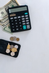 Calculator with Dollar Banknotes