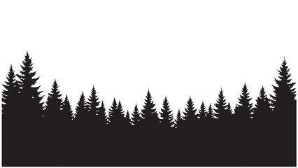 Silhouette of Evergreen Trees Against a White Background © Zulfa