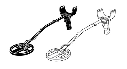 metal detector icon, treasure hunting device, gold finder vector, security scanner illustration, underground search equipment, archeology tool vector, lost item finder, exploration device graphic, rel
