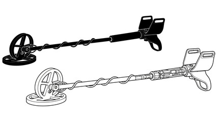 metal detector icon, treasure hunting device, gold finder vector, security scanner illustration, underground search equipment, archeology tool vector, lost item finder, exploration device graphic, rel