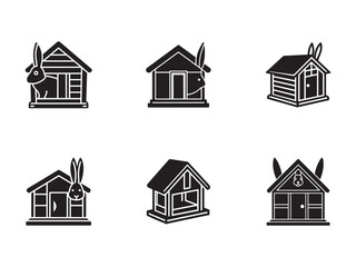 Fototapeta premium Monochrome Set of Rabbit Hutch Icons Variety of Designs for Pet Shelter and Animal Care