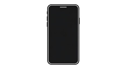 Naklejka premium Sleek monochrome smartphone icon with a blank screen isolated on a clean white background for modern tech concepts.