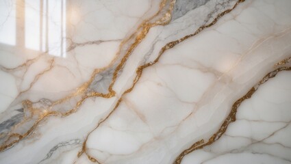Naklejka premium Marble surface with gold veins and reflections. Interior decoration, luxury material, natural stone. Elegance and sophistication in design.