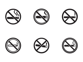 No Smoking Symbol Collection Black and White Vector Illustration Warning Sign Prohibiting Tobacco Use for Health and Safety Promotion