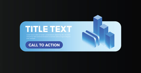 Modern blue popup banner featuring a 3D bar chart and a call to action button. Ideal for business presentations, financial analysis, marketing promotions, data growth, and digital advertising campaign