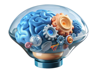 Brain Mechanics Concept with Gears in 3D Model