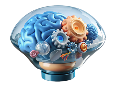 Brain Mechanics Concept with Gears in 3D Model