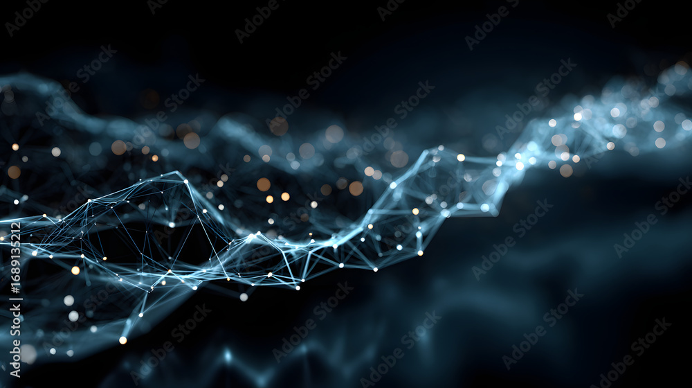 Poster digital connectivity with abstract blue technology bckground and cyber networkgrids