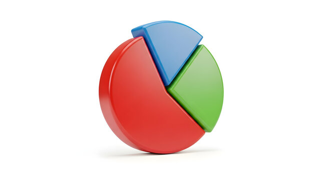 Pie chart isolated on white background representing data analysis and statistics