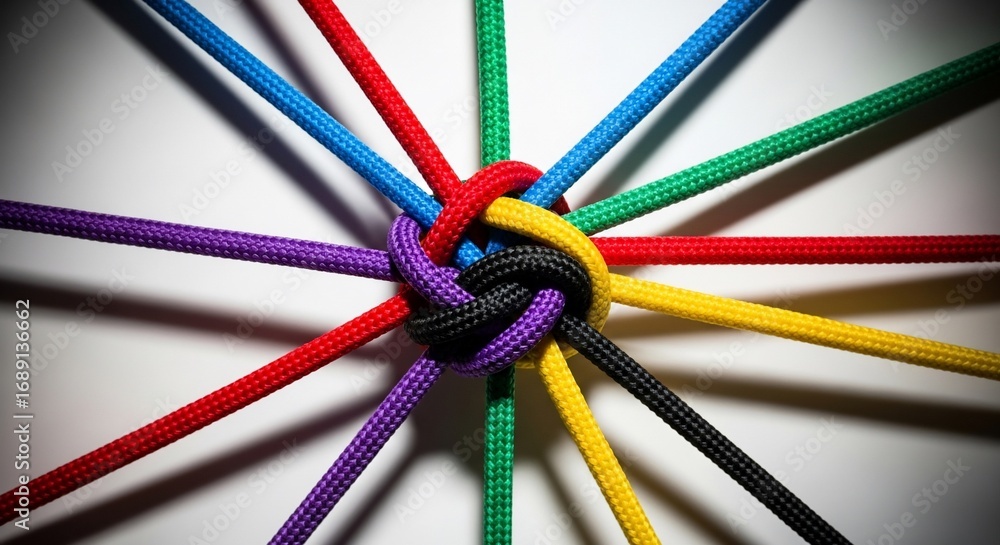 Aufkleber vibrant ropes intertwined symbolizing unity and teamwork for dynamic, modern business concepts and c