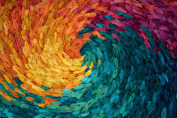 Obraz premium Abstract swirl of vibrant colors creating a dynamic and mesmerizing pattern with smooth transitions and textures, evoking a sense of energy and flow.