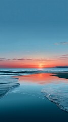 Obraz premium A background of a calm, empty ocean at twilight, with soft colors and a blurred horizon