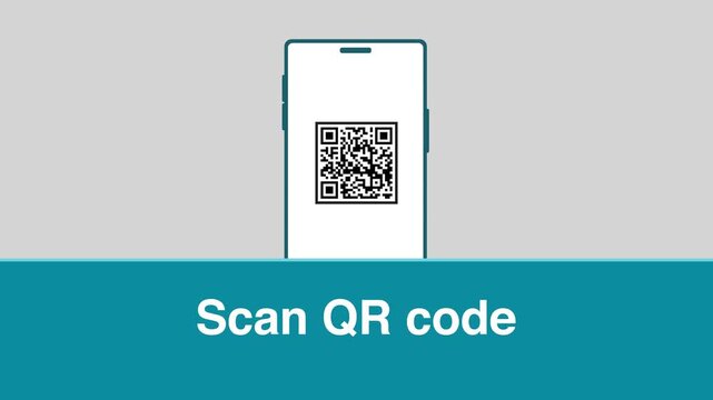 Barcode Scanner Scanning Product Code animation. Scan QR code to Mobile Phone concept. scan QR code barcode animation QR code scanner
