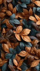 Fototapeta premium background of a forest floor with a beautiful, intricate pattern of fallen leaves in autumn colors