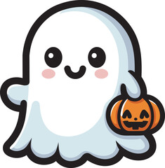 Cute Halloween Ghost Cartoon