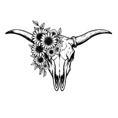 skull with flowers vector