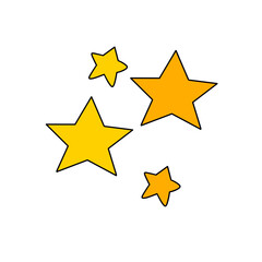 Three yellow stars are drawn on a white background