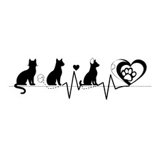 cat and dog heartbeat vector