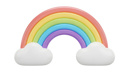 Rainbow with Clouds 3D Render