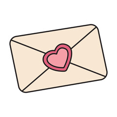 Cute Cartoon Style Envelope with Heart Seal for Love Letter