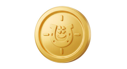 Gold coin with horseshoe and clover