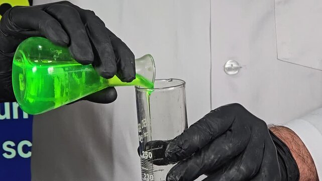 4K Colorful Density Column Science Experiment with Liquids in Laboratory