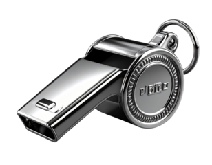  Classic chrome referee whistle with clean design isolated on transparent background PNG