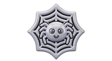 Spider on web, cartoon illustration