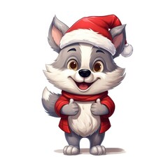 Wolf character christmas time animal cartoon mammal.