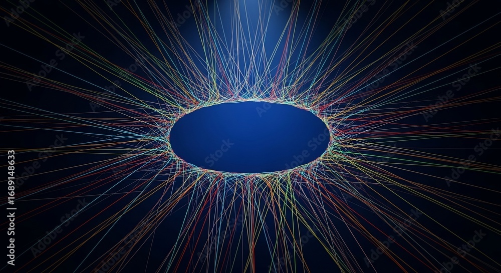 Poster dynamic network lines radiating outwards create a modern, vibrant abstract background for technology