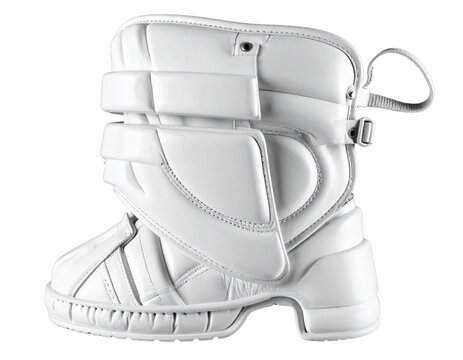 Classic white cricket leg pad with padded design isolated on transparent background PNG