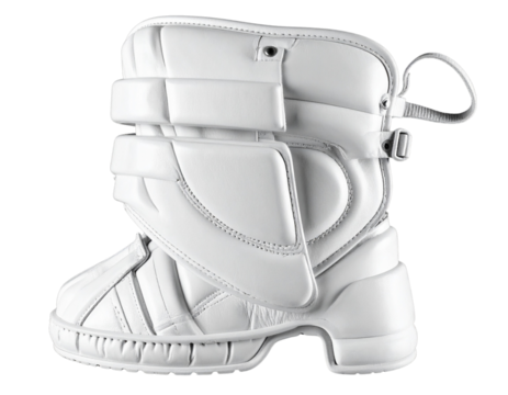 Classic white cricket leg pad with padded design isolated on transparent background PNG