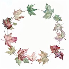 Autumn leaves circle frame maple plant leaf.