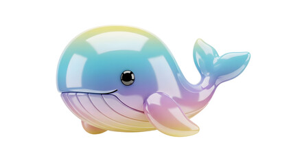 Obraz premium Rainbow Whale 3D Render on White Background