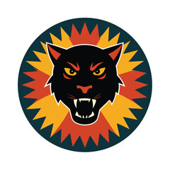 Aggressive Black Panther Head With Sharp Teeth feline
